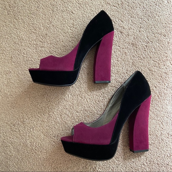 Qupid Shoes - *SALE* Velvet Platform Heels Qupid